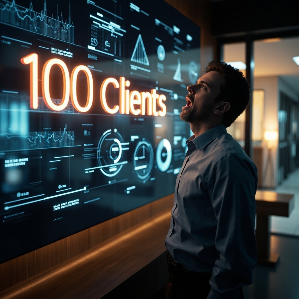 Panel de crecimiento con 100 clientes